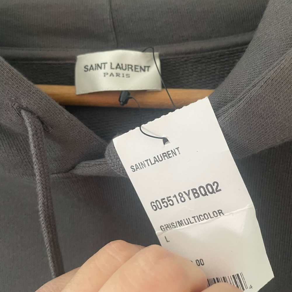 Authentic Saint Laurent Luxury Malibu Charcoal Hoodie with Palm Tree Graphic - Picture 8 of 13